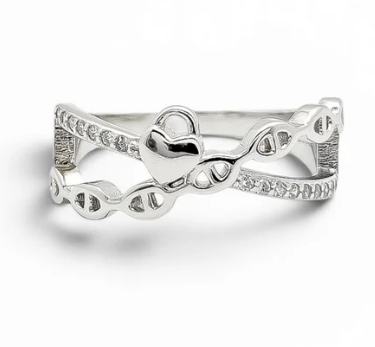 Anillo Zirconia Corazon Candado