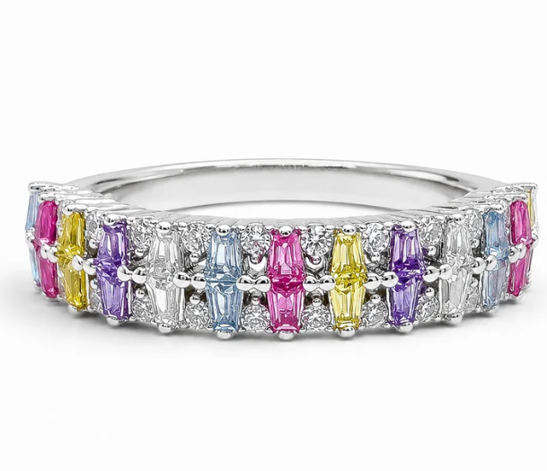 Anillo Zirconia Colores Plata Ley 925