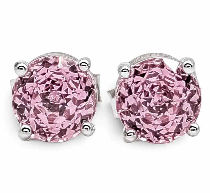 Arete Rosa Zirconia Plata Ley 925
