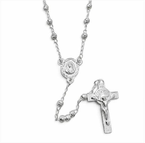 Rosario Bola Diamantada Plata Ley 925