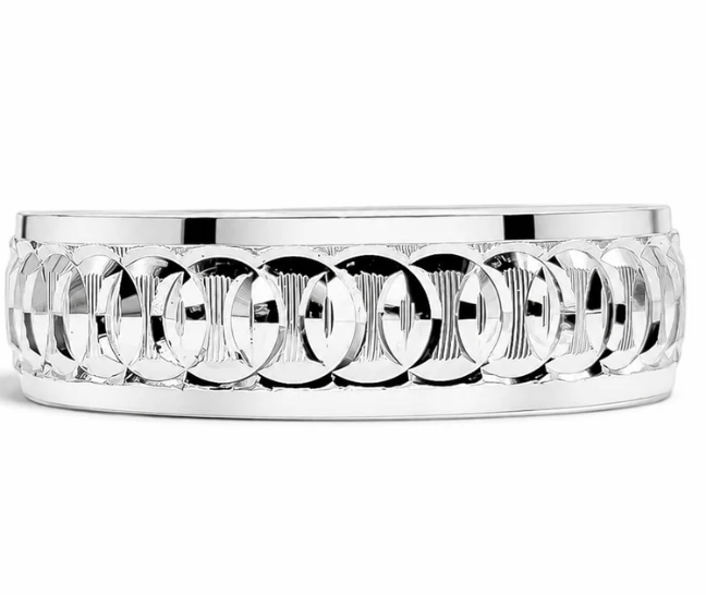Anillo Argolla Diamantada Plata Ley 925