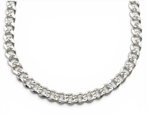Cadena Cubana Diamantada 4mm Plata Ley 925