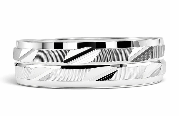 Anillo Argolla Diamantada Plata Ley 925