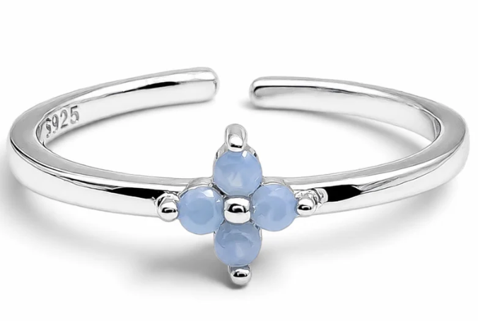 Anillo Flor Ajustable Plata Ley 925