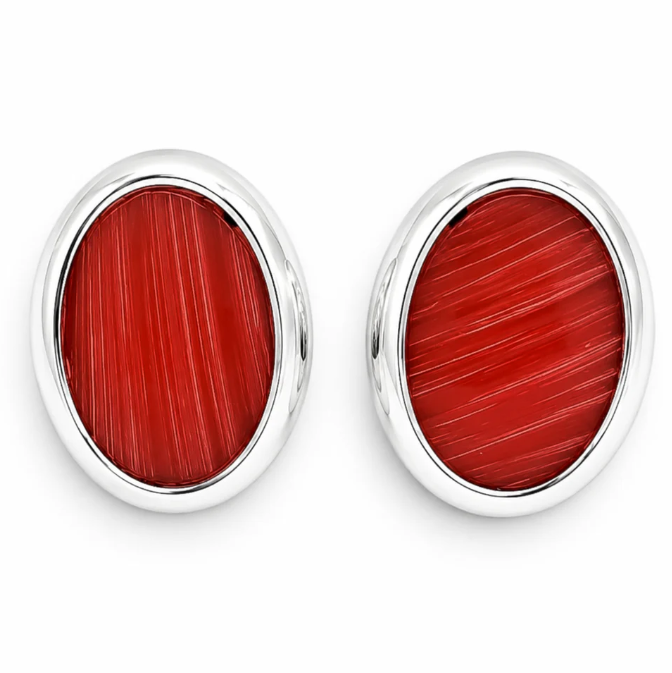 Arete Ovalo Melon Plata Ley 925