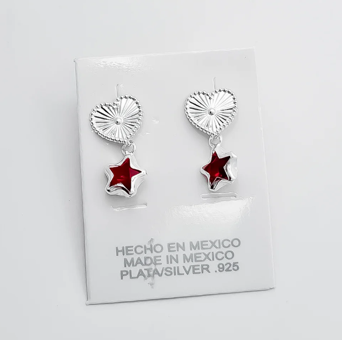 Arete Corazon Estrella Rojo
