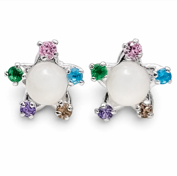 Broquel Estrella Blanco Multicolor Plata Ley 925
