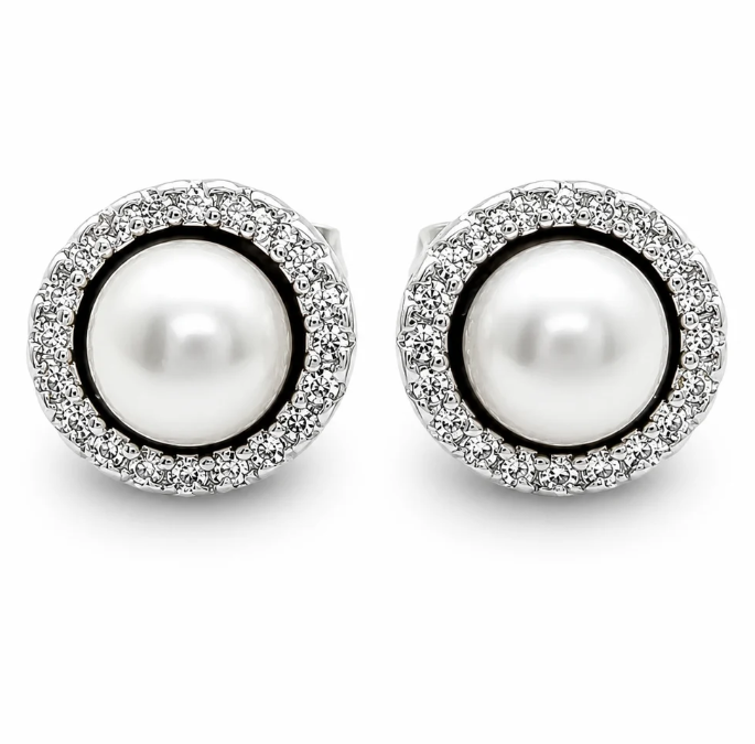 Arete Perla Zirconia Plata Ley 925