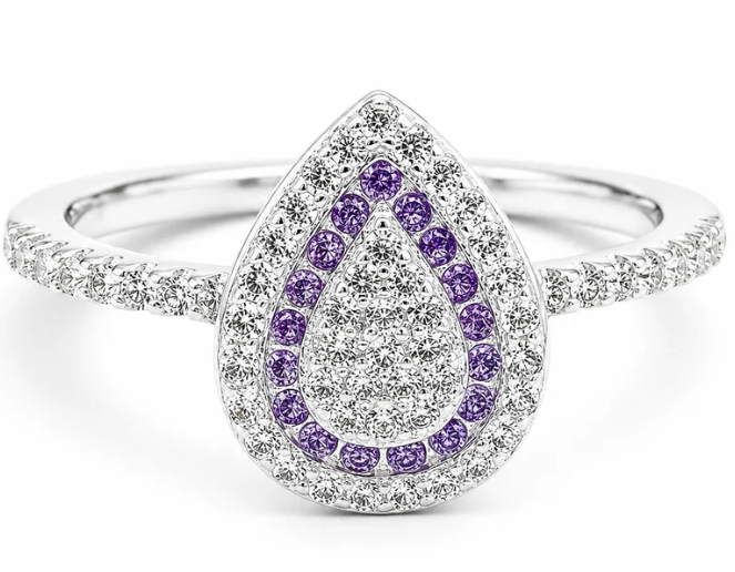 Anillo Gota Zirconia Lila