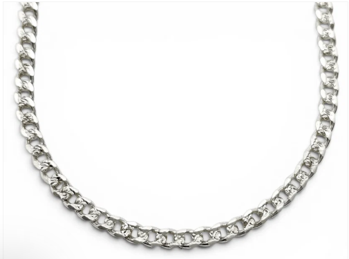 Cadena Cubana Diamantada 3mm Plata Ley 925