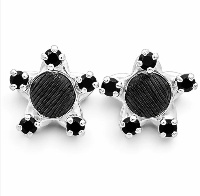 Broquel Estrella Negro Plata Ley 925