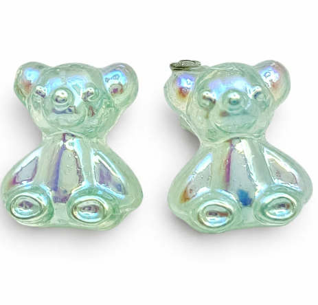 Broquel Osito Verde Plata Ley 925