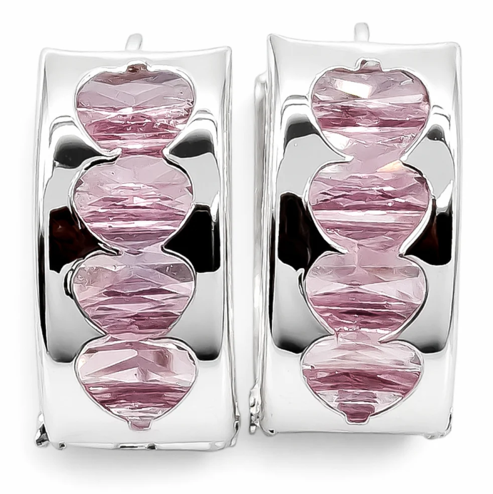 Hugguies Zirconia Rosa Plata Ley 925