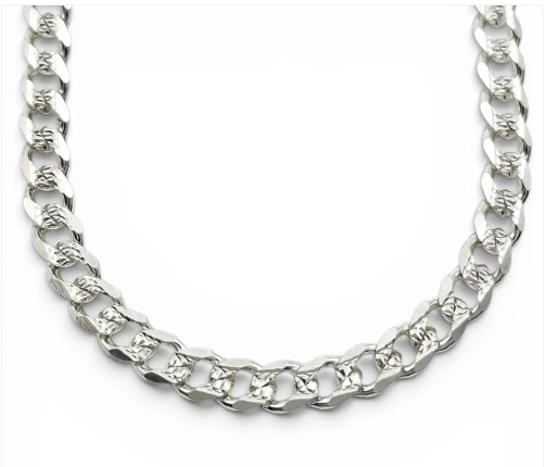 Cadena Cubana Diamantada 5mm Plata Ley 925