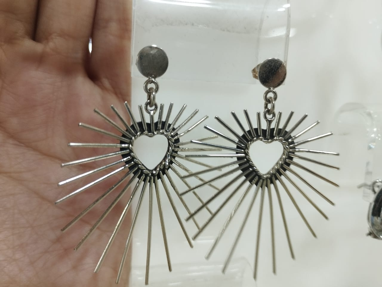 Aretes sol corazón plateados