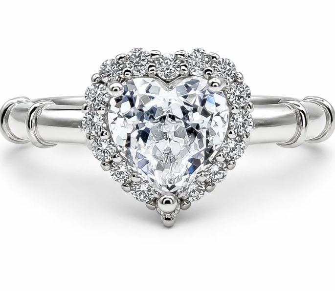 Anillo Blanco Corazon Plata Ley 925