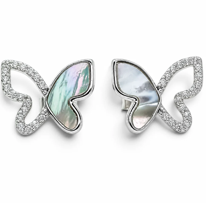 Arete Mariposa Plata Ley 925