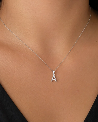 Dijes Letras Mini zirconia plata ley 925