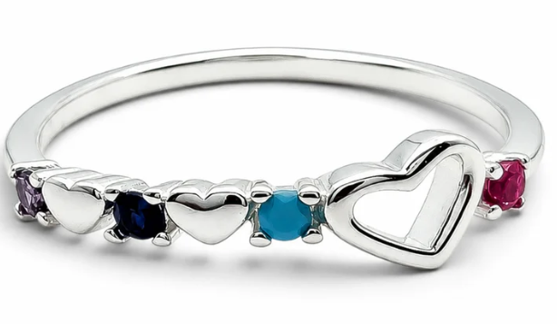Anillo Corazon Multicolor Plata Ley 925