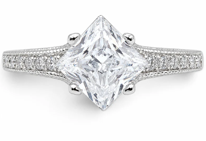 Anillo Zirconia Cuadro Plata Ley 925