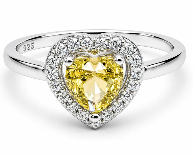 Anillo Corazon Liso Amarillo Plata Ley 925