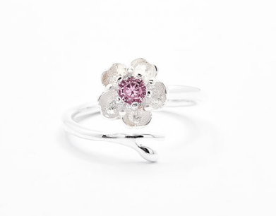 Anillo Flor Rosa Zirconia