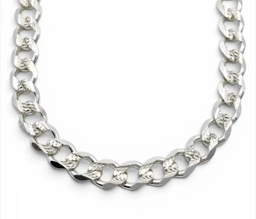 Cadena Cubana Diamantada 6mm Plata Ley 925