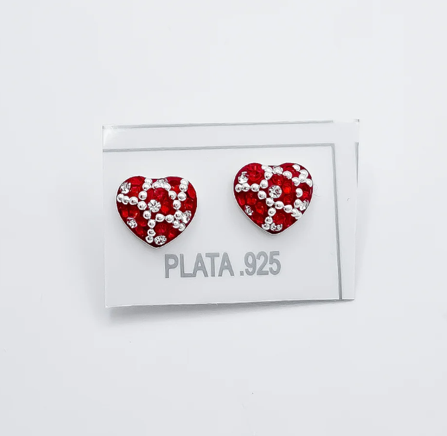 Arete Corazon Rojo Blanco