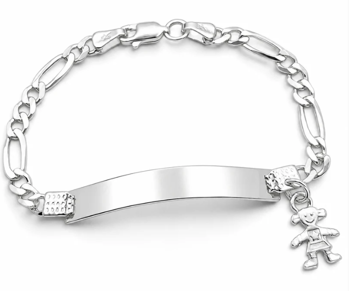 Esclava Figaro Lisa con Niña 4mm Plata Ley 925
