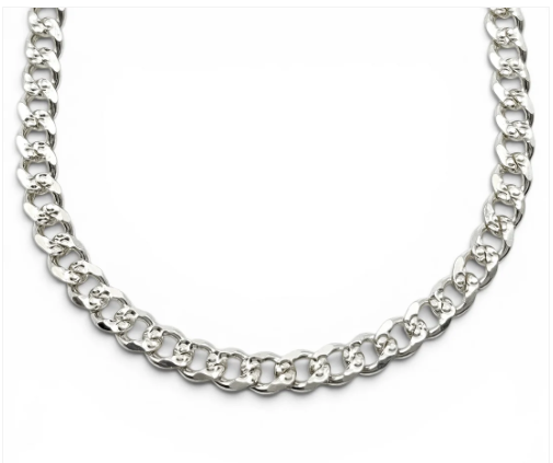 Cadena Cubana Diamantada 4mm Plata Ley 925