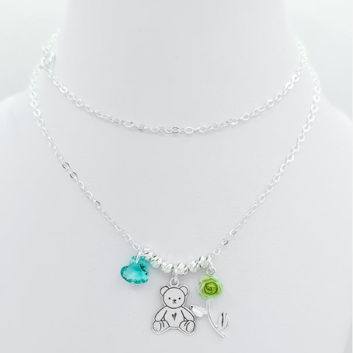 Collar Oso Rosa Verde