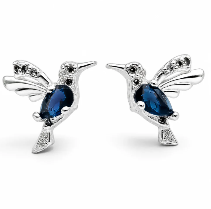 Broquel Colibri Azul Plata Ley 925
