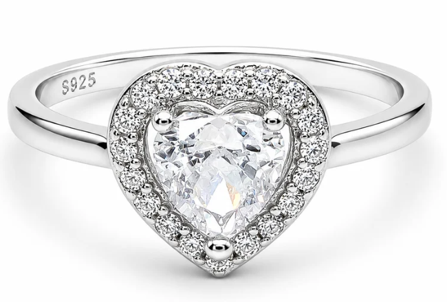 Anillo Corazon Liso Azul Plata Ley 925