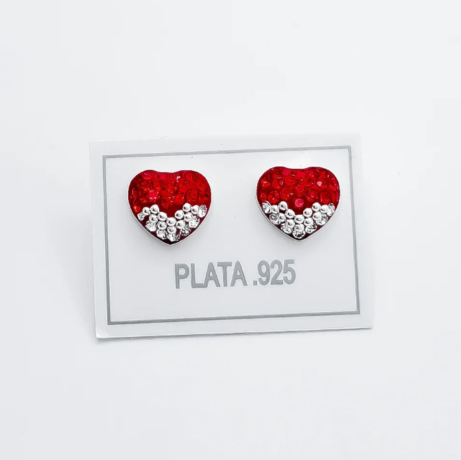 Arete Corazon Rojo Blanco