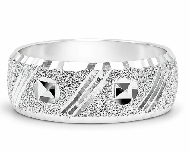 Anillo Argolla Diamantada Plata Ley 925