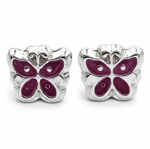 Broquel Mariposa Rosa Plata Ley 925