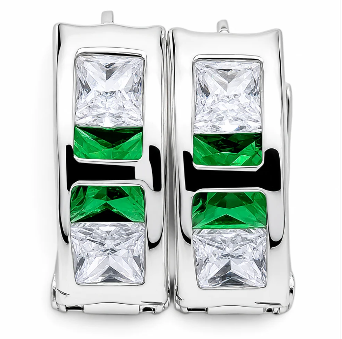 Hugguies Zirconia Verde Plata Ley 925