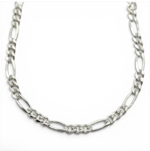 Cadena Figaro Diamantada 3mm Plata Ley 925