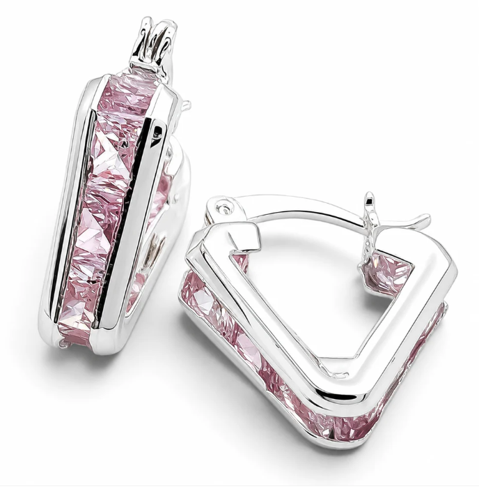 Hugguies Triangulo Rosa Plata Ley 925