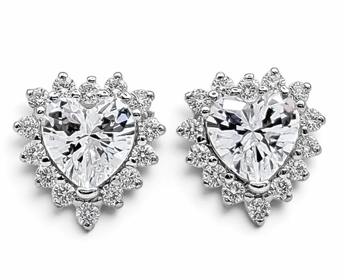 Arete Corazon Blanco Plata Ley 925