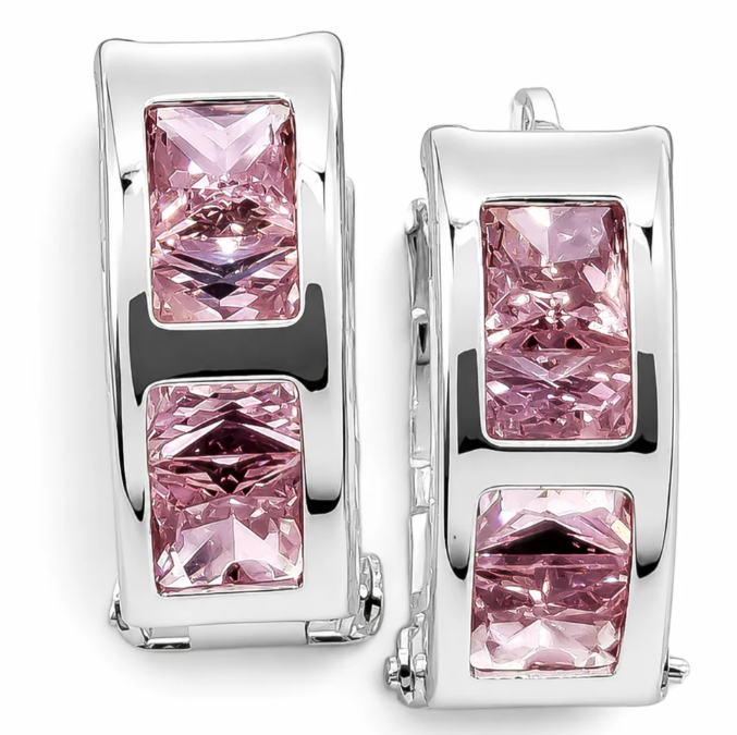 Hugguies Zirconia Rosa Plata Ley 925