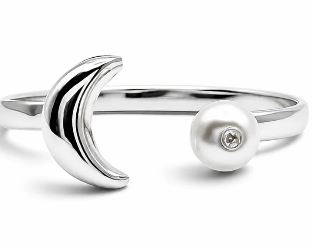 Anillo Luna Perla Plata Ley 925