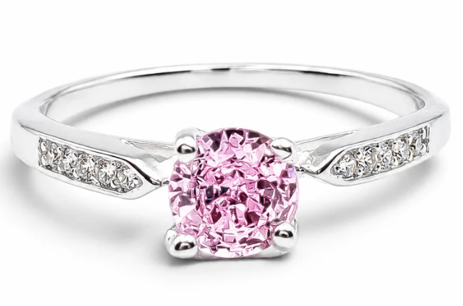 Anillo Promesa Rosa Plata Ley 925