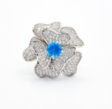 Anillo Flor Aqua