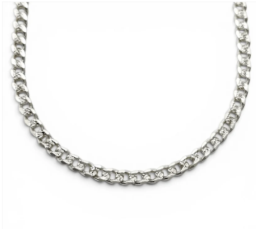 Cadena Cubana Diamantada 3mm Plata Ley 925