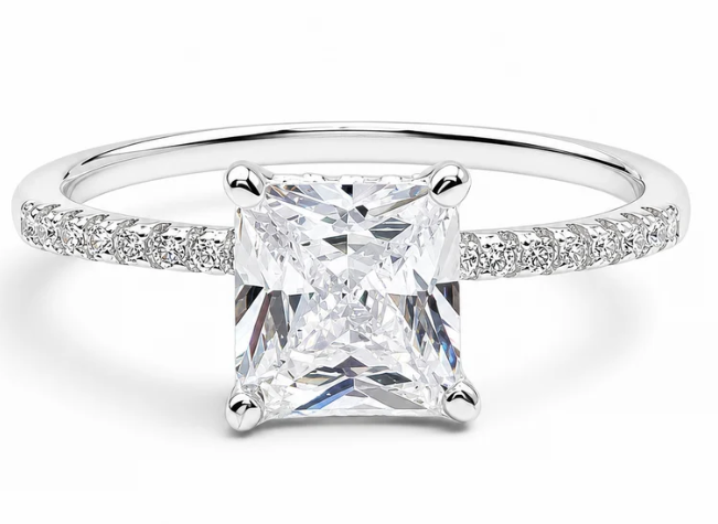 Anillo Zirconia Cuadro Plata Ley 925