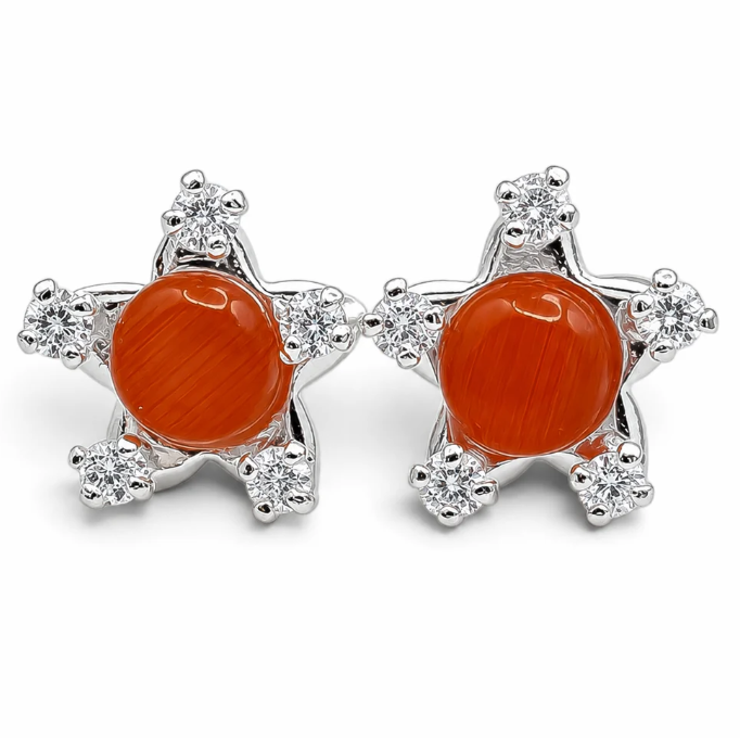 Broquel Estrella Naranja Plata Ley 925