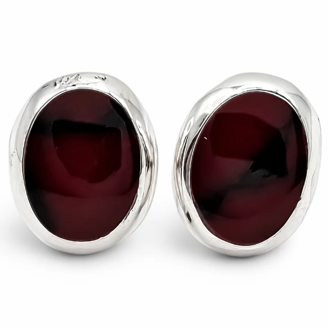Arete Ovalo Cafe Plata Ley 925