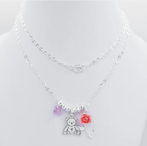 Collar Oso Rosa Naranja