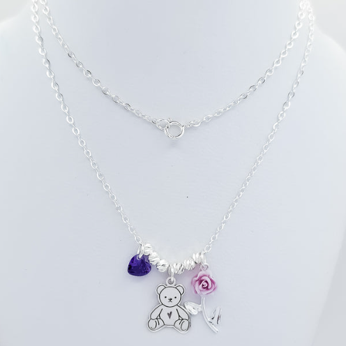 Collar Oso Rosa Morado